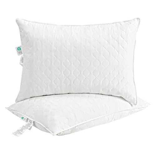 Deodar Cuscini in Piuma d'Oca 50X70 Set di 2, Imbottitura in Piumino e Piume d'Oca, Cuscino Per Dormire di Lusso D'Albergo, Lavabile, Certificato Öko-Tex e RDS