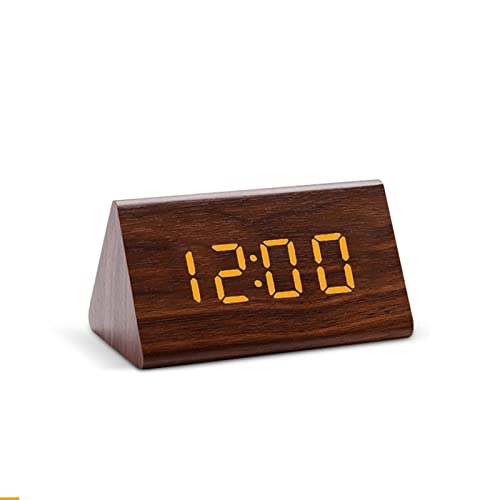 Reloj digital de madera LED con control de sonido y alarma de mesa minimalista XXZ