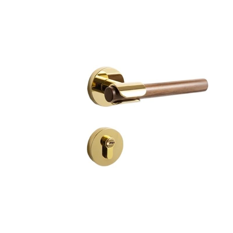 Serrure de porte en alliage de zinc gold et poignée silencieuse élégante pour chambre
