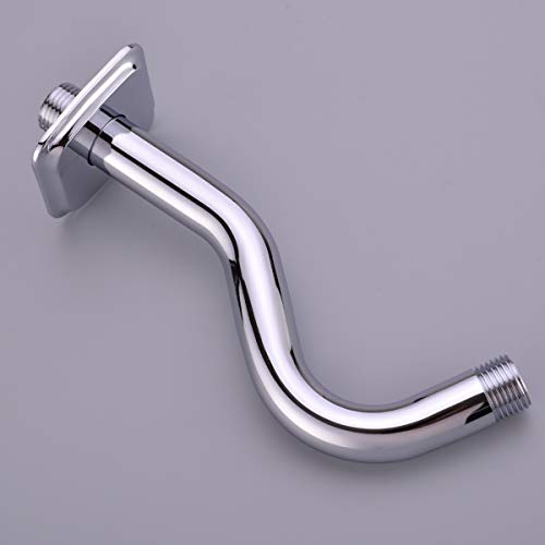 Trustmi 8-Inch Angled Shower Arm With Flange For Shower Head, Wall Mounted Stainless Steel Shower Extension Replace Pipe Tube, Chrome #TOP3