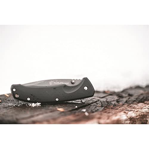 Image of Smith & Wesson Velocite 7.75in High Carbon S.S. Assisted Folding Knife with 3.5in Clip Point Blade and Polymer Handle for Outdoor, Tactical