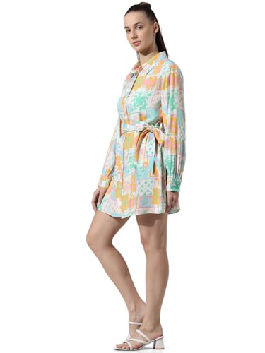 Image of ONLY Abstract Printed Belted Shirt Dress