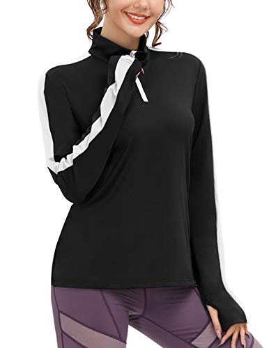 Jack Smith Women Workout Tops With Thumb Holes Long Sleeve Golf Shirts Moisture Wicking Tops (Xl, Black) #TOP3