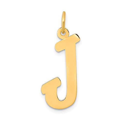14k Yellow Gold Small Script Letter J Initial Monogram Name Pendant Charm Necklace Fine Jewelry For Women Gifts For Her