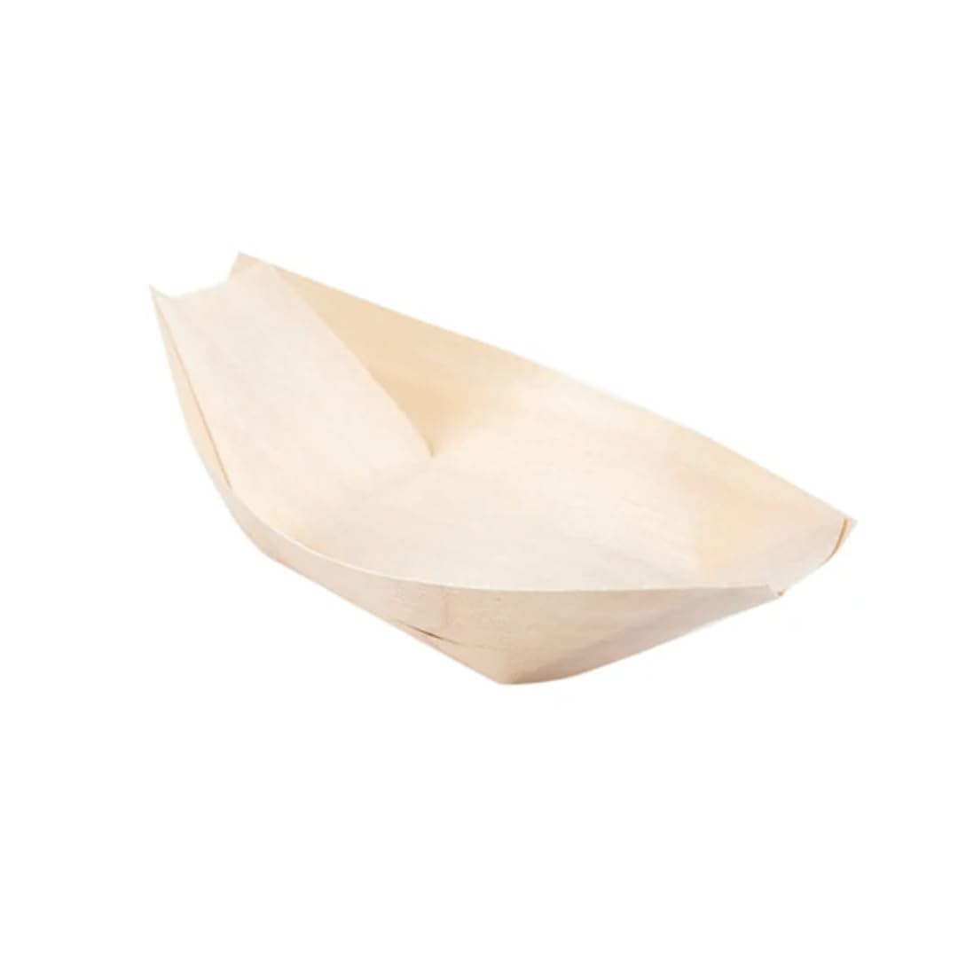 100 Barchette Finger Food In Legno - Ciotoline Monouso 11 Cm Per Aperitivi Naturali Ed Eleganti