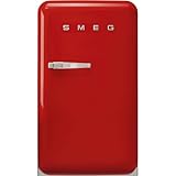 Smeg FAB10 50's Retro Style Aesthetic Refrigerator with 4.48 Cu Total Capacity, 2 Glass Shelves, LED Internal Light, 22-Inches, Red Right Hand Hinge. FAB10URRD3 Made In Italy