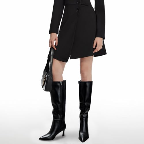 Knee High Boots for Women Kitten Heel Pointed Toe Tall Dress Boots with Side Zipper Fashion Comfortable Width Calf Long Dress Boot4