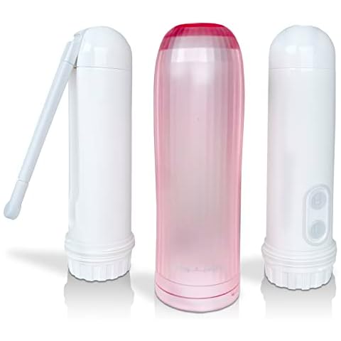 bidetmaster Portable Bidet - Mini Foldable Handheld Personal Travel Bidet with 2 Pressure Options Automatic Bidet Electric for Personal Hygiene Cleaning Soothing Postpartum Care - Pink Cover