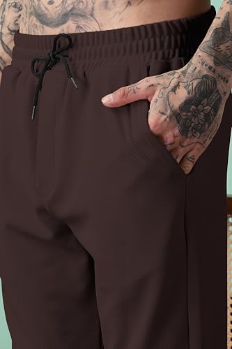 Image of SWADESI STUFF Men Mid-Rise Straight Fit Track Pants for Men | Stretchable Gym Wear Joggers | Casual Sports Track Pant with Pockets & Drawstring
