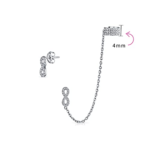 Love Symbol Chain Cartilage Ear Cuff Wrap Infinity Earring Pave Cz Stud Helix Earring Stud Set For Women .925 Sterling Silver #TOP2