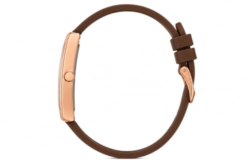 Image of CHARLIEKEEN Rectangular Wristwatch, Black Dial with Rose Gold Roman Numerals, Silicone Strap, Elegant Style