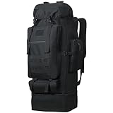 Lizbin Wanderrucksack 100L Taktischer Rucksack Militärrucksack, Rucksack für Männer, leichter Reiserucksack Wasserabweisender Campingrucksack Überlebenstasche Großer Rucksack Wandertasche (Schwarz)