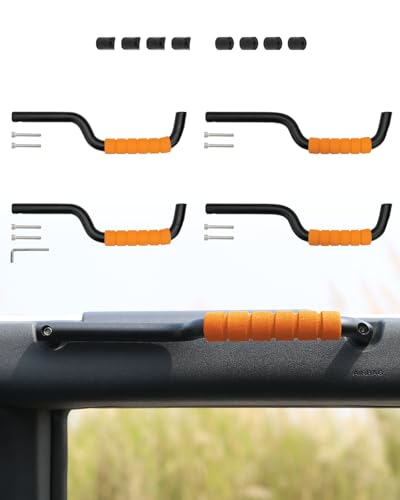 Image of ROADER Bronco Front & Rear Roll Bar Grab Handles for 2024 2025 New Ford Bronco 2021 2022 2023 4 Door, Alloy Grip Handles Bronco Interior Accessories, 4 Pack(Not Fit Bronco Sport)-Orange