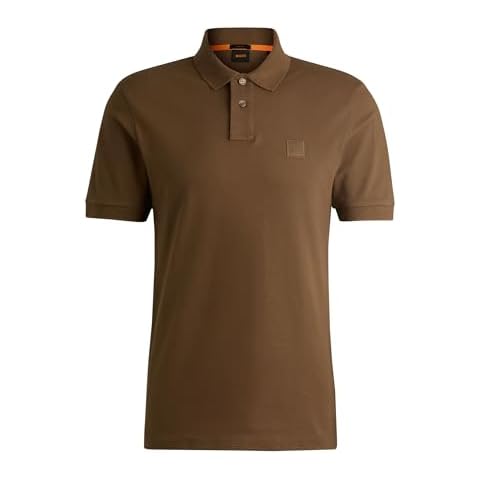 BOSS Passenger Piqué Polo Top in Brown Cover