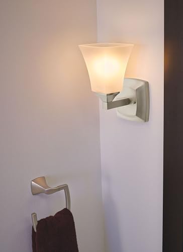 Image of Moen YB5161BN Voss 1-Light Dual-Mount Bath Bathroom Vanity Fixture with Frosted Glass, Brushed Nickel (Pack of 2)