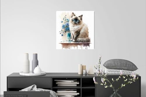 Impression numérique sur toile chat tableau carré 40x40 déco murale - 2