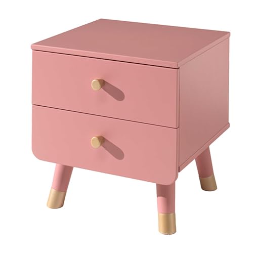 Vipack Table de Chevet Billy - Terra Rose, Style Scandinave avec Motif Graphique et Pieds Dorés pour Une Ambiance Rétro Moderne