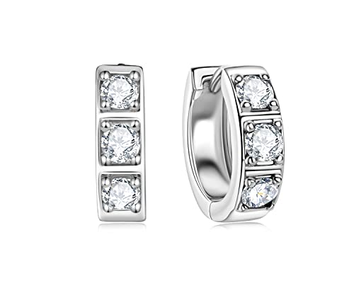 Moissanite Hoop Earrings Men, Lab Created Imitation Diamond 925 Sterling Silver Hypoallergenic 4.5MM Male Huggie, Anniversary Valentines Jewelry Gifts for Men Husband