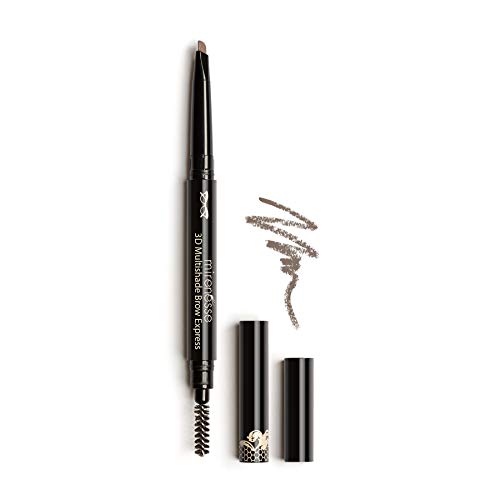 Mirenesse Secret Weapon 3D Multishade Brow Express, 2-in-1 Brow Perfecting Pencil & Brush, Precision Triangular Tip with Transfer Proof Soft Crayon, Vegan & Toxin Free, Universal 0.01oz