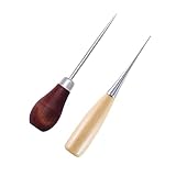 Kiuiom Punzón Hecho A Mano,Aguja Artesanal De Cuero,Punzón con Mango De Madera,Punzón para Manualidades De Cuero,Punzón para Rascar Costura,para Coser Cuero,Cuero Hecho A Mano,Bricolaje