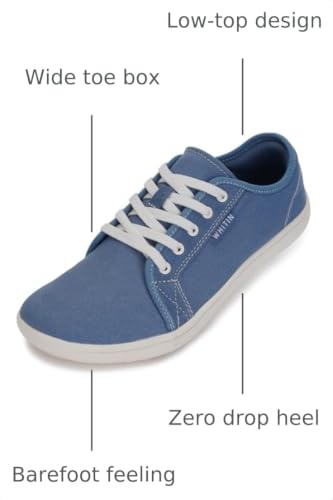 Image of WHITIN Women's Canvas Barefoot Shoes | Wide Sneakers | Classic Fit W81V2 | Machine Washable, Breathable Fashion Canvas, Flexible Support During Training, Simple Design, Natural Feel, Wide Fit Walking