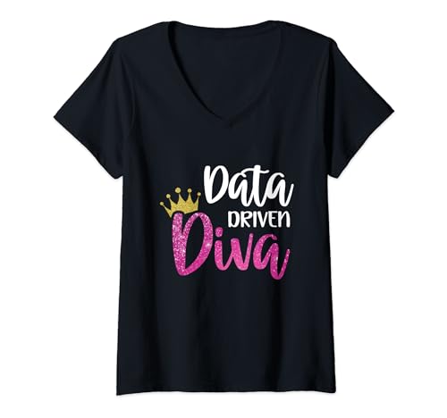 Data Driven Diva - swag for Science of Reading Teacher Camiseta Cuello V