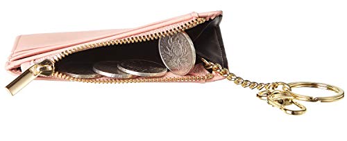 Sodsay Card Case Slim Front Pocket Wallet for Women Credit Card Holder with Keychain(Smooth Pink Lotus)