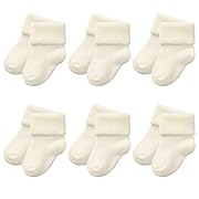 DqiUnaX Babysocken, 6 Paar Erstlingssocken Für Neugeborene 0-12 Monate, Weiche Baby Socken 0-6 Monate, Sockenbaby 0-3 Monate, Atmungsaktive Baumwolle, Bequem Und Hautfreundlich