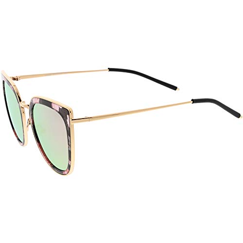 zeroUV - Polarized Cat Eye Sunglasses For Women Metal Trim Colored Mirror Lens 52mm4