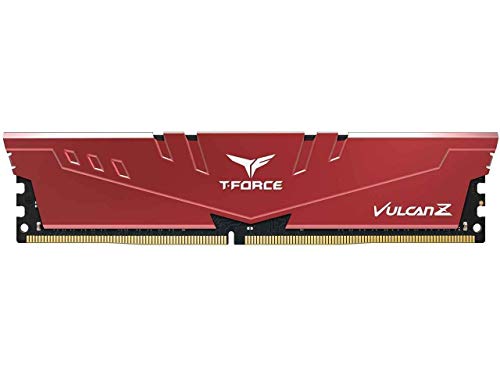 TeamGroup T-Force Vulcan Z 8GB 3600MHz (3600MT/s) CL18 Red DDR4 UDIMM Desktop Gaming Memory, Metal Heatsink, Supports XMP 2.0, Compatible with Intel/AMD CPU, High Performance, Low Latency RAM Module