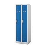 Jan Nowak Spind Schrank, Kleiderschrank, Metallschrank, Schließfachschrank | 2 Abteile mit...