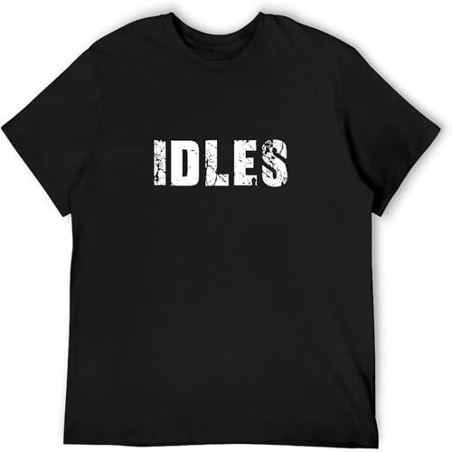 JUNKOU Idles Mens Retro T-Shirt Birthday Gift O Neck Tee Black 3XL