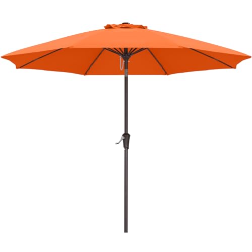 ABCCANOPY 9FT Outdoor Patio Umbrella, 8 Ribs Table Umbrella w/Crank for Easy Set Up, Suitable for Garden, Lawn, Deck & Backyard (Orange)