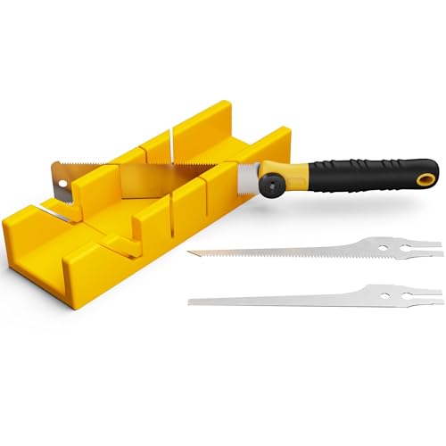 GARTOL Gehrungslade mit Japansäge Set 4-teiliges Handsäge-Set für Holz & Kunststoff Präzise Gehrungs- & Winkelschnitte mit 3 austauschbaren Sägeblättern Ideal für Heimwerken Möbelbau & Modellbau