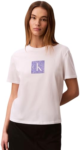 Calvin Klein SS Classic Fit Monogram tee Lv047f819g Camisetas gráficas, White (Bright White), S para Mujer
