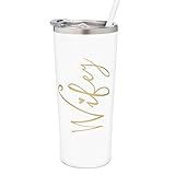 Wifey Tumbler | 22 Ounce White with Gold Foil Stainless Steel Insulated Tumbler with Lid and Straw |...