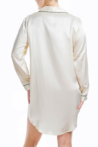 Women's Luxury Silk Sleepwear 100% Mulberry Silk Long Sleeve Sleepshirt2