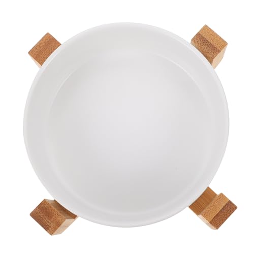 Levemolo セラミックキャットボウル木製スタンドハイフィートフィーダーペットフィーダー用非デザインペットフィーダー猫と