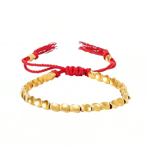 Pulsera trenzada de cuentas de cobre tibetano ajustable miniatura 1
