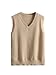 SHENHE Men's V Neck Sleeveless Plain Soft Sweater Vest Pullover Preppy Top Apricot S