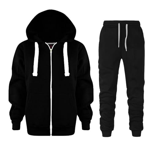 Kids Girls Hooded Sweatshirt Sweatpants Set 2 Piece Solid with Hood Going Out Fall Children Sweatsuits Sets Zip Up