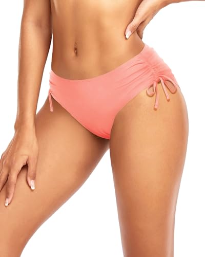 Image of Daci Women Mid Waist Bikini Bottoms - Full Coverage Swim Bathing Suit Bottom Side Tied Swimsuit Bottoms