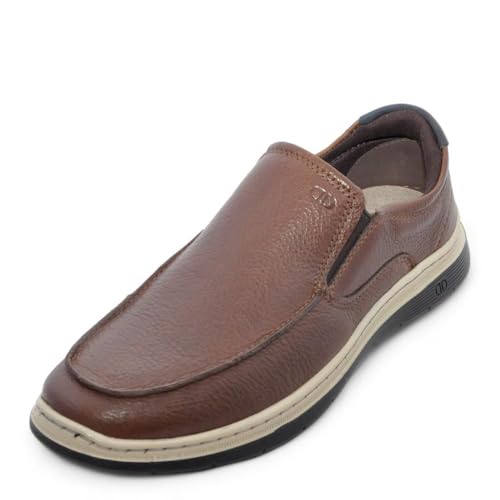 Sapatênis Slip On De Couro Democrata Masculino Easy Leave Conhaque 245201-003-38