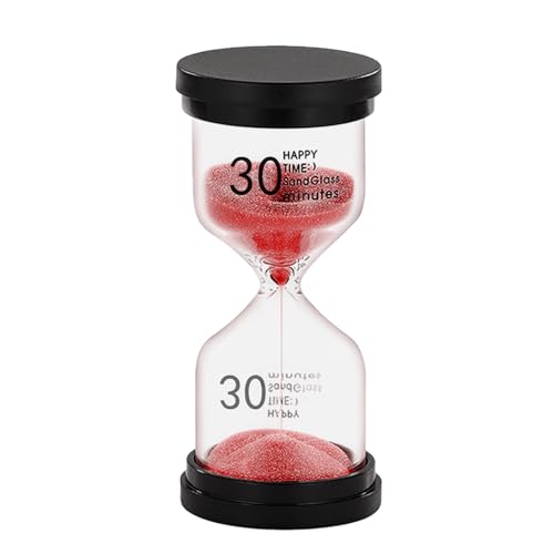 30 Minute Sand Timer, Plastic Sand Clock, Acrylic Unbreakable Hourglass Sand Watch 30 Min, Reloj de Arena 30 Minutoes, Small Hour Glass Sandglass for Kids, Classroom, Games (Red)