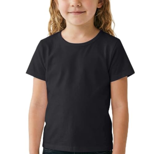 Image of Girls /Kids /Toddlers Crew Neck Cotton T-Shirts Short Sleeve Summer Basic Tops（Age 2-12Y）