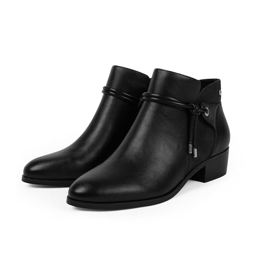 Ankle Boots for Women Low Heel Round Toe Chunky Short Booties with Side Zipper Fall Winter Boots2