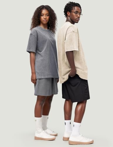 Wyeysyt 3 Pack Oversized Tshirts for Women Vintage Washed Baggy Tees Cotton Short Sleeves Acid Shirts Unisex Tops3