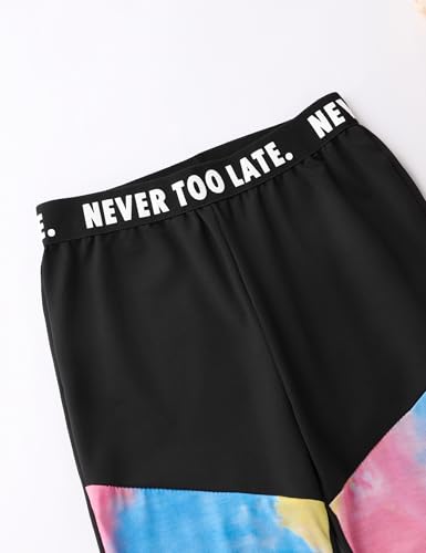Image of Girls Clothes Tie-Dye Long Sleeve Sweatshirt Cool Patchwork Sweatpants 2 Piece Girls' Clothing Sets Size 6-14 Years