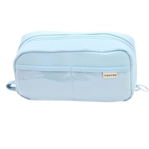 Image of EASTHILL Big Capacity Pencil Pen Case Office College School Large Storage High Capacity Bag Pouch Holder Box Organizer (Plastic, Sky Blue)