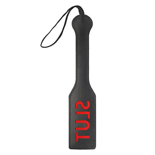 Image of Slut Spanking Paddle, 12.6inch Faux Leather Paddles for Adults BDSM Play, Black